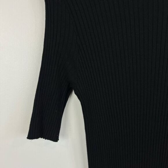 Rose Maternite Medium Maternity Pregnancy Stretch Black Midi Dress Ribbed - Picture 4 of 9